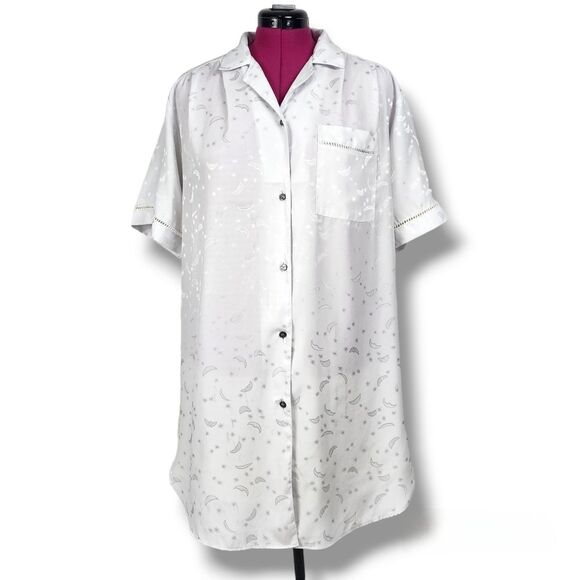 Miss Helen Button Front Sleep Shirt Night Gown Camisole Pajamas Size M - Picture 1 of 15